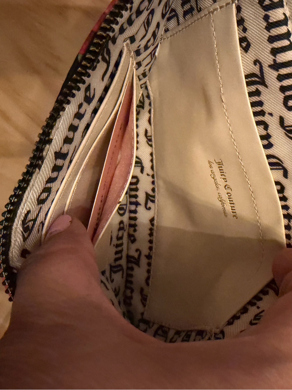 Juicy Couture Black Multi Rose Gothic Logo Stripe Wristlet NWOT - Picture 7 of 7